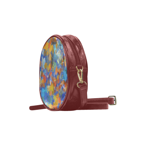 Colorful paint strokes Round Sling Bag (Model 1647)