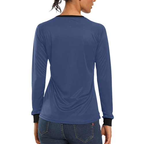color Delft blue Women's All Over Print Long Sleeve T-shirt (Model T51)