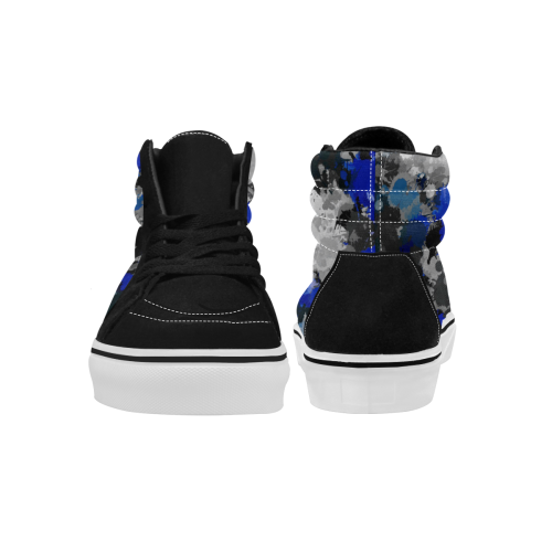 Blue and Grey Paint Splatter Men's High Top Skateboarding Shoes (Model E001-1)
