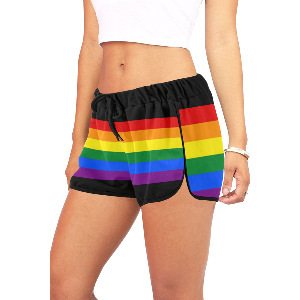 Gay Pride Rainbow Flag Stripes Women's All Over Print Relaxed Shorts (Model L19)
