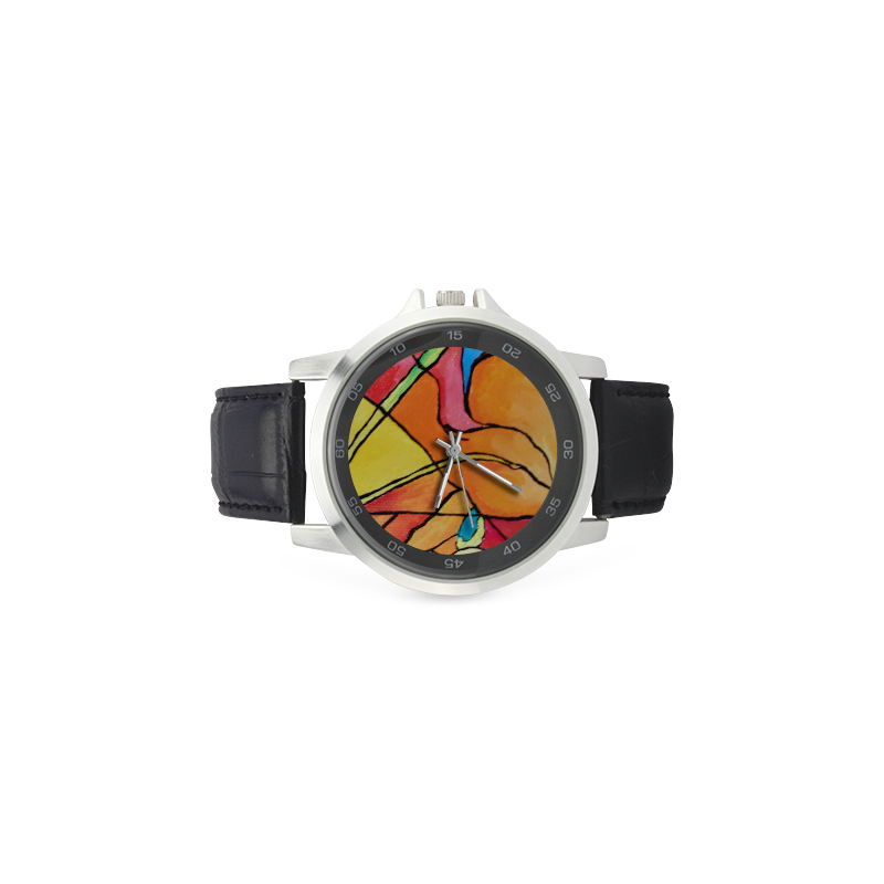 ABSTRACT Unisex Stainless Steel Leather Strap Watch(Model 202)
