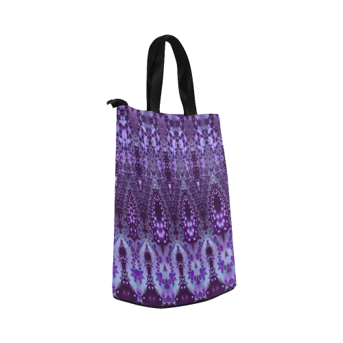 Purple Lace Adornment Nylon Lunch Tote Bag (Model 1670)