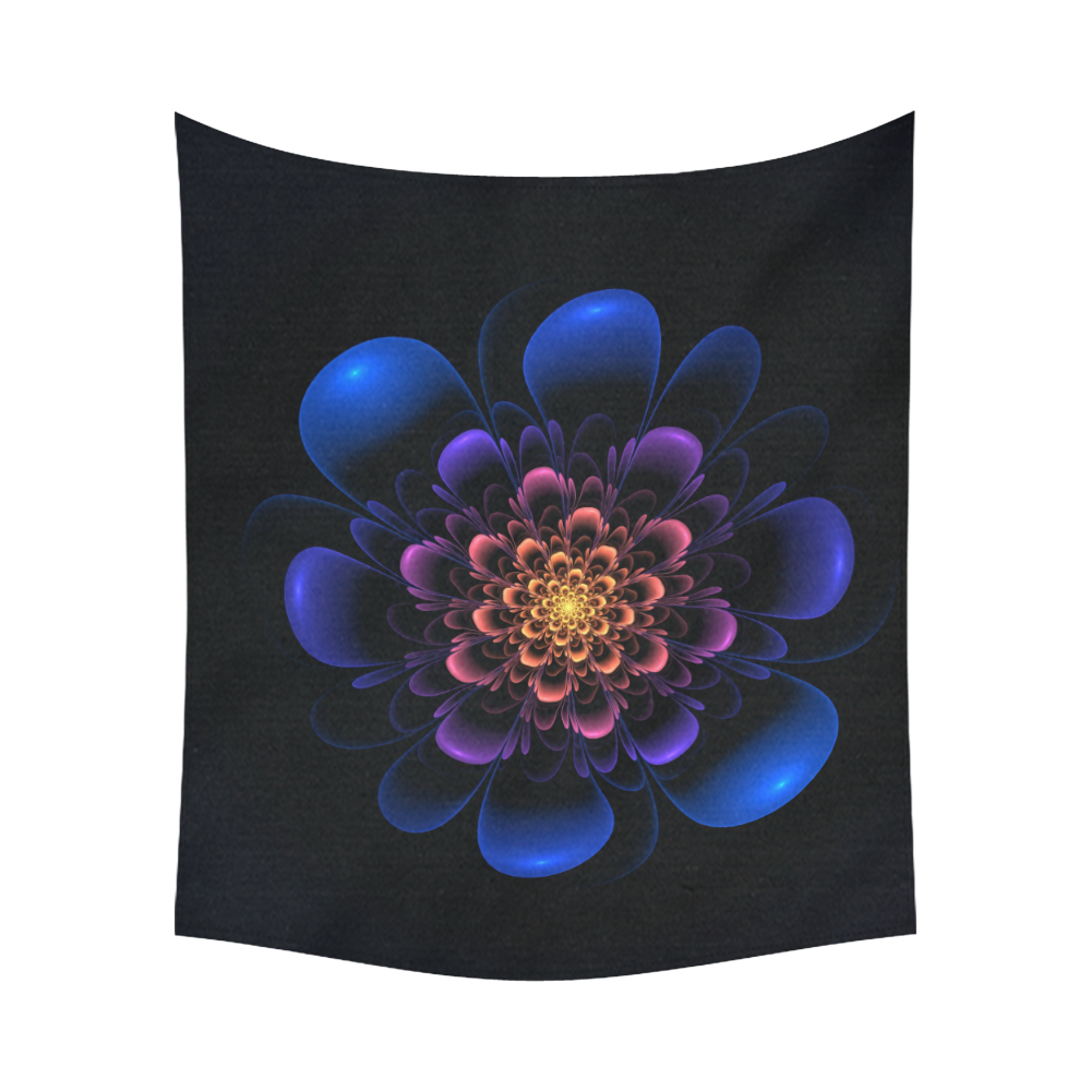 Fractal Bloom Cotton Linen Wall Tapestry 60"x 51"