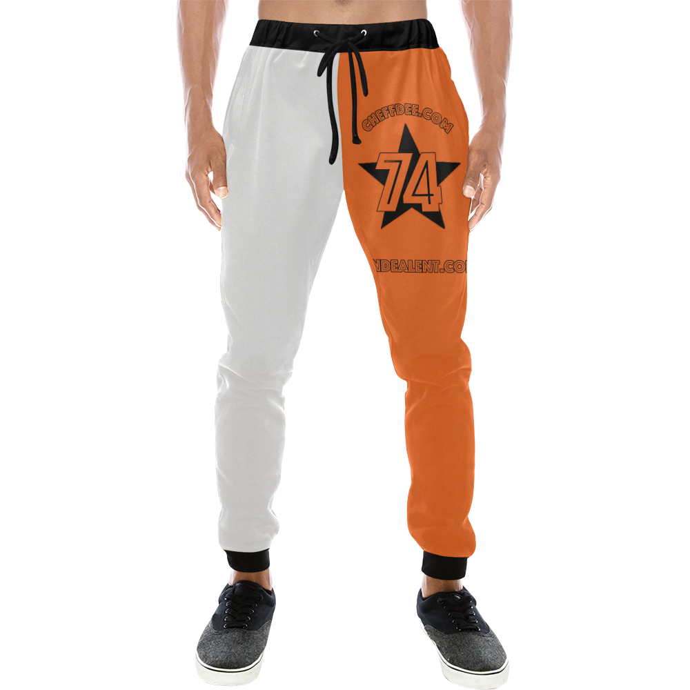 Cheff Dee 745 star II White/Orange Men's All Over Print Sweatpants (Model L11)