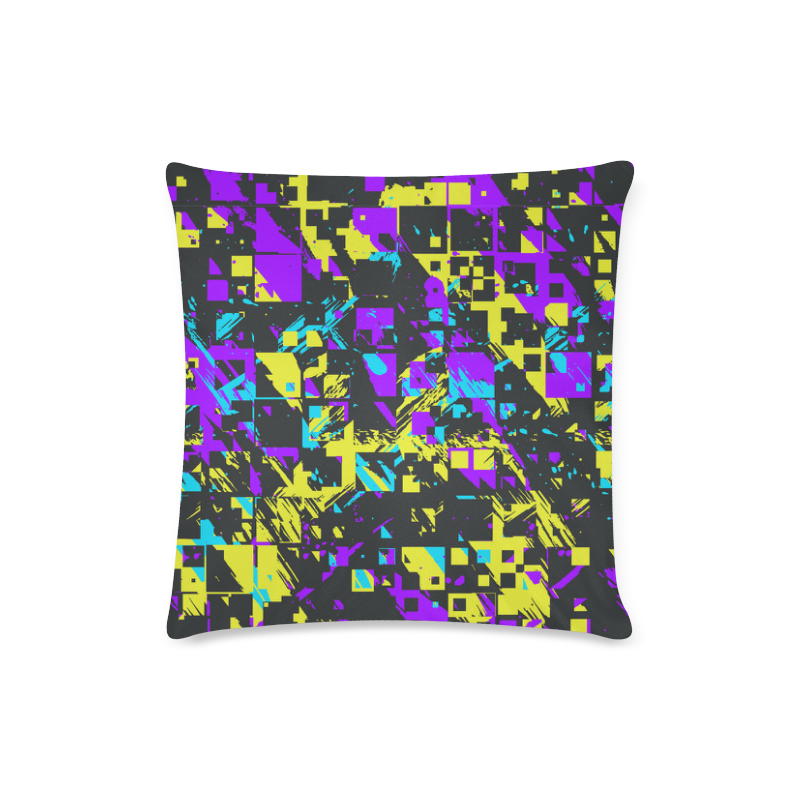 Purple yelllow squares Custom Zippered Pillow Case 16"x16"(Twin Sides)