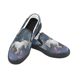 Unicorn and Space Women's Slip-on Canvas Shoes (Model 019)