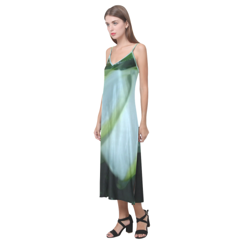 Green Envy (Fantasy wedding) V-Neck Open Fork Long Dress(Model D18)