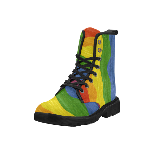 Gay Pride - Rainbow Flag Waves Stripes 3 Martin Boots for Women (Black) (Model 1203H)