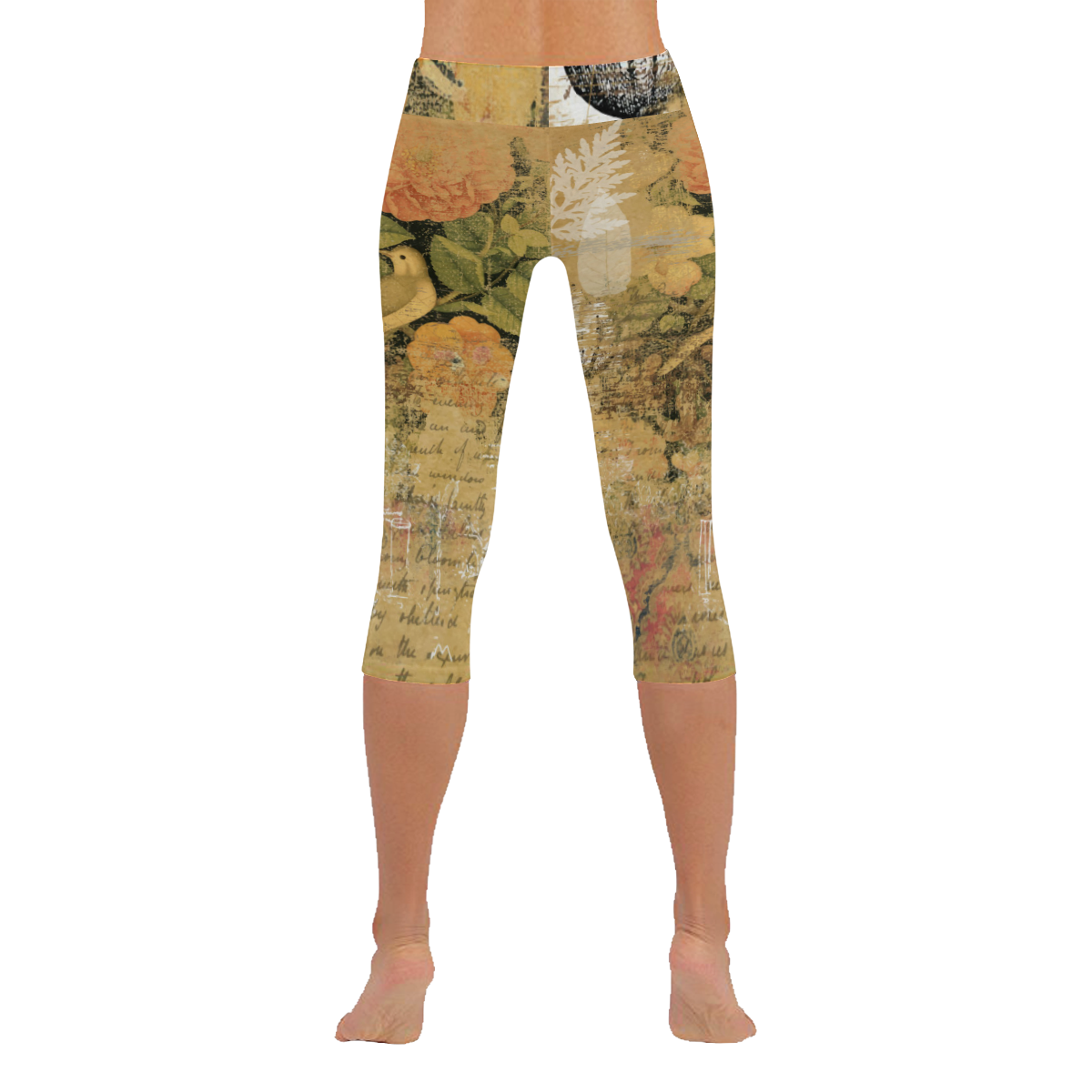 Ancient garden Women's Low Rise Capri Leggings (Invisible Stitch) (Model L08)