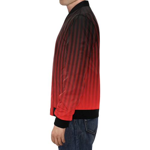 Vertical Red Stripes All Over Print Bomber Jacket for Men (Model H19)