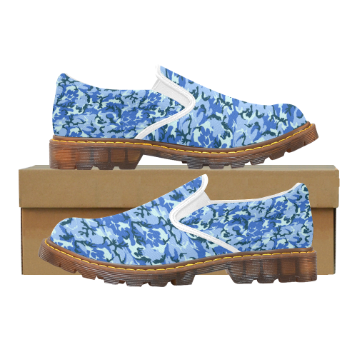 Woodland Blue Camouflage Martin Women's Slip-On Loafer (Model 12031)
