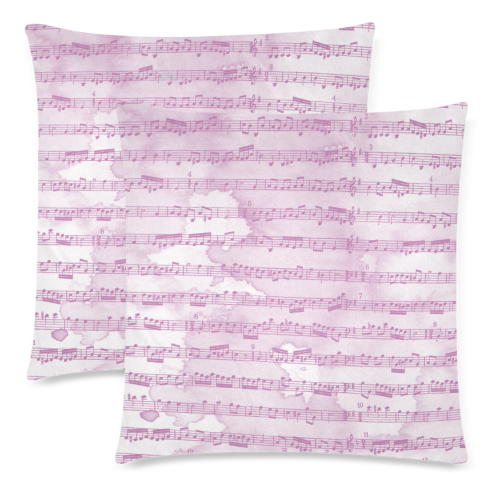 Watercolor Purple Sheet Music Custom Zippered Pillow Cases 18"x 18" (Twin Sides) (Set of 2)