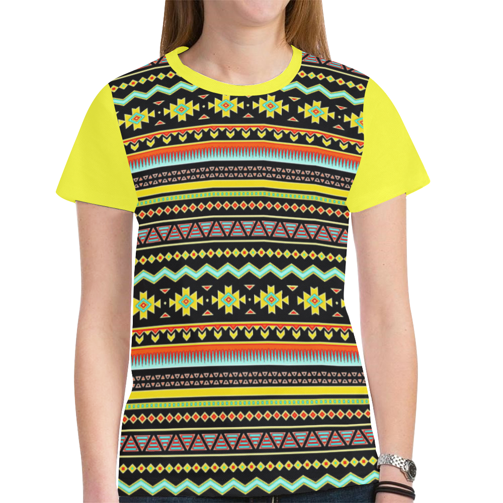 bright tribal New All Over Print T-shirt for Women (Model T45)
