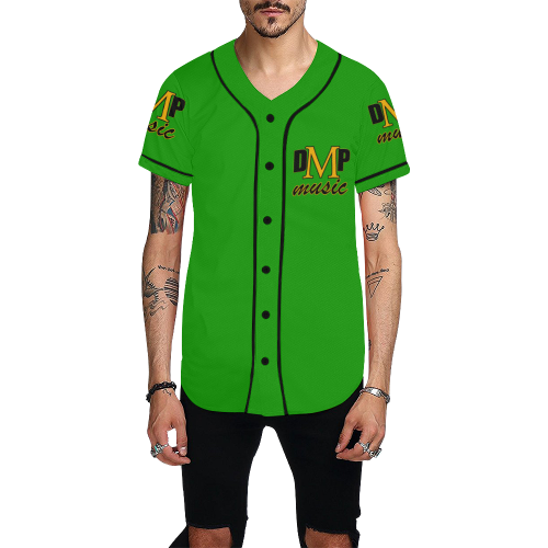 DMP Music Jersey (Green) All Over Print Baseball Jersey for Men (Model T50)