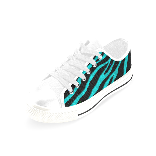Ripped SpaceTime Stripes - Cyan Men's Classic Canvas Shoes/Large Size (Model 018)