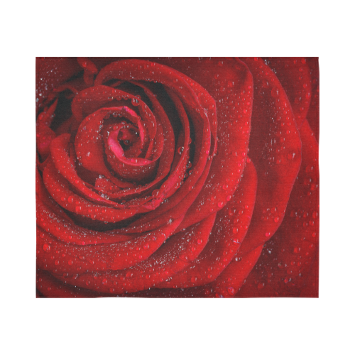 Red rosa Cotton Linen Wall Tapestry 60"x 51"