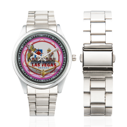 LasVegasIcons Poker Chip - Pink Men's Stainless Steel Watch(Model 104)