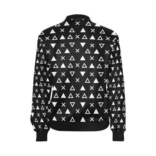 Geo Line Triangle All Over Print Bomber Jacket for Women (Model H36)