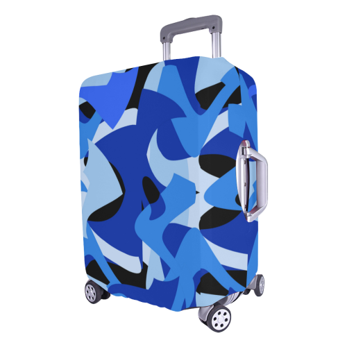 Camouflage Abstract Blue and Black Luggage Cover/Large 26"-28"