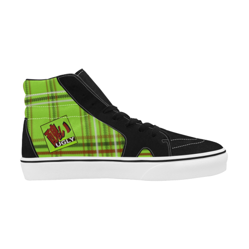 UGLY Tartan Lime Men's High Top Skateboarding Shoes (Model E001-1)