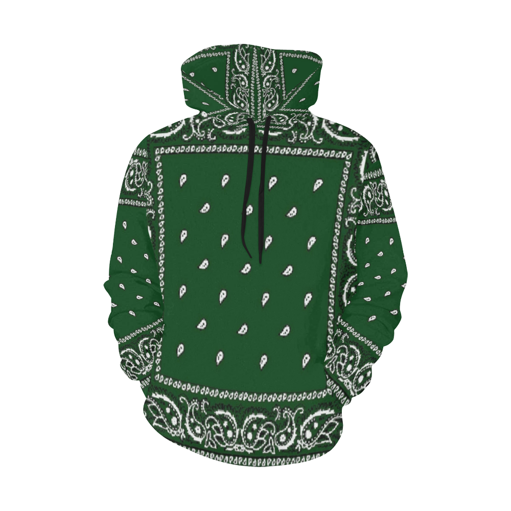 KERCHIEF PATTERN GREEN All Over Print Hoodie for Men (USA Size) (Model H13)