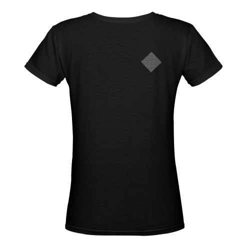 NUMBERS Collection Diamond Symbols Black Women's Deep V-neck T-shirt (Model T19)