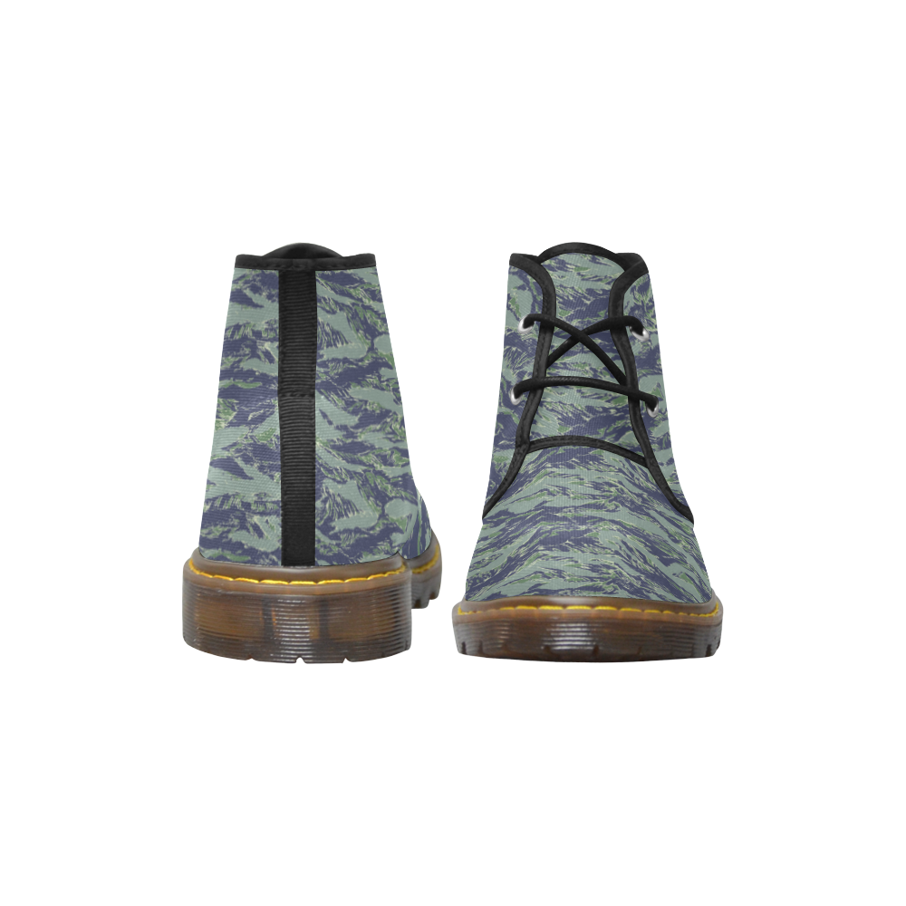 Jungle Tiger Stripe Green Camouflage Women's Canvas Chukka Boots/Large Size (Model 2402-1)