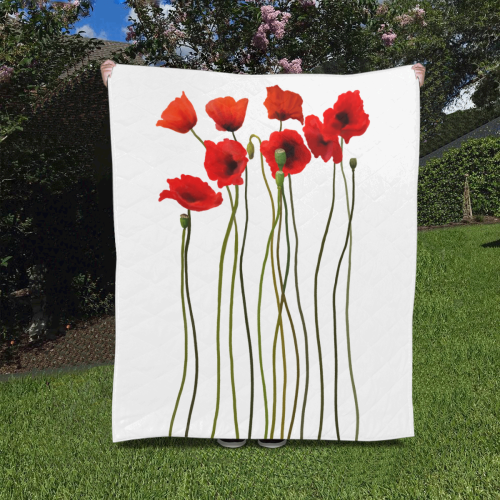 Poppies Floral Design Papaver somniferum Quilt 50"x60"