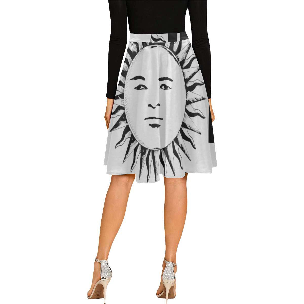 GOD Midi Skirt L Grey Melete Pleated Midi Skirt (Model D15)