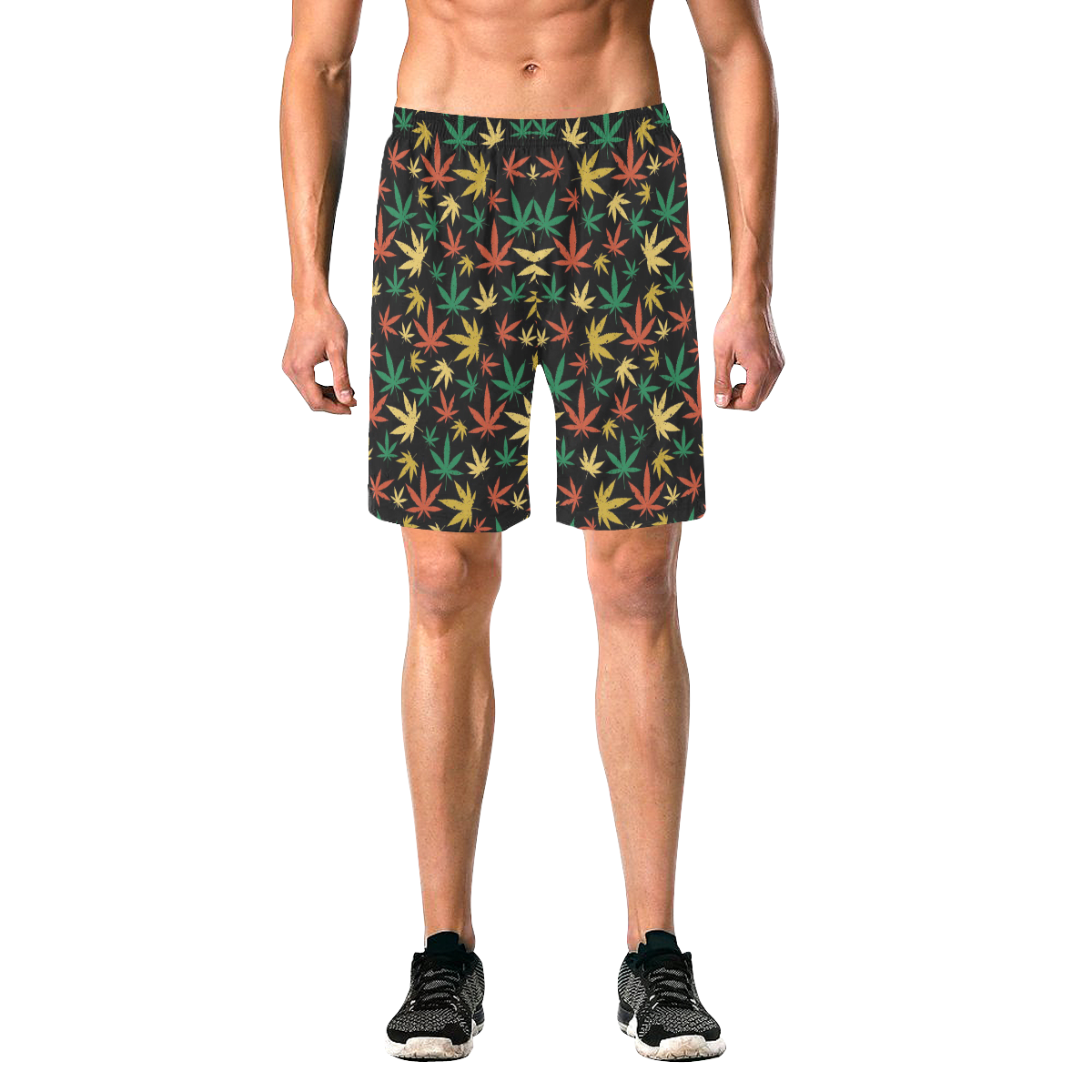 Cannabis Pattern Men's All Over Print Elastic Beach Shorts (Model L20)