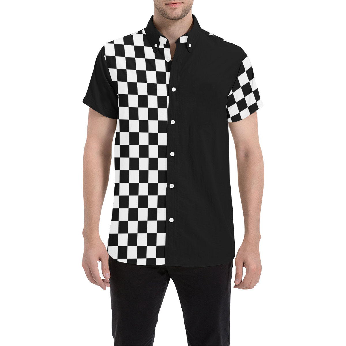 Modern Ska Black and White Checks by ArtformDesigns Men's All Over Print Short Sleeve Shirt (Model T53)