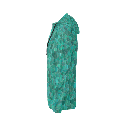 Turquoise All Over Print Full Zip Hoodie for Women (Model H14)