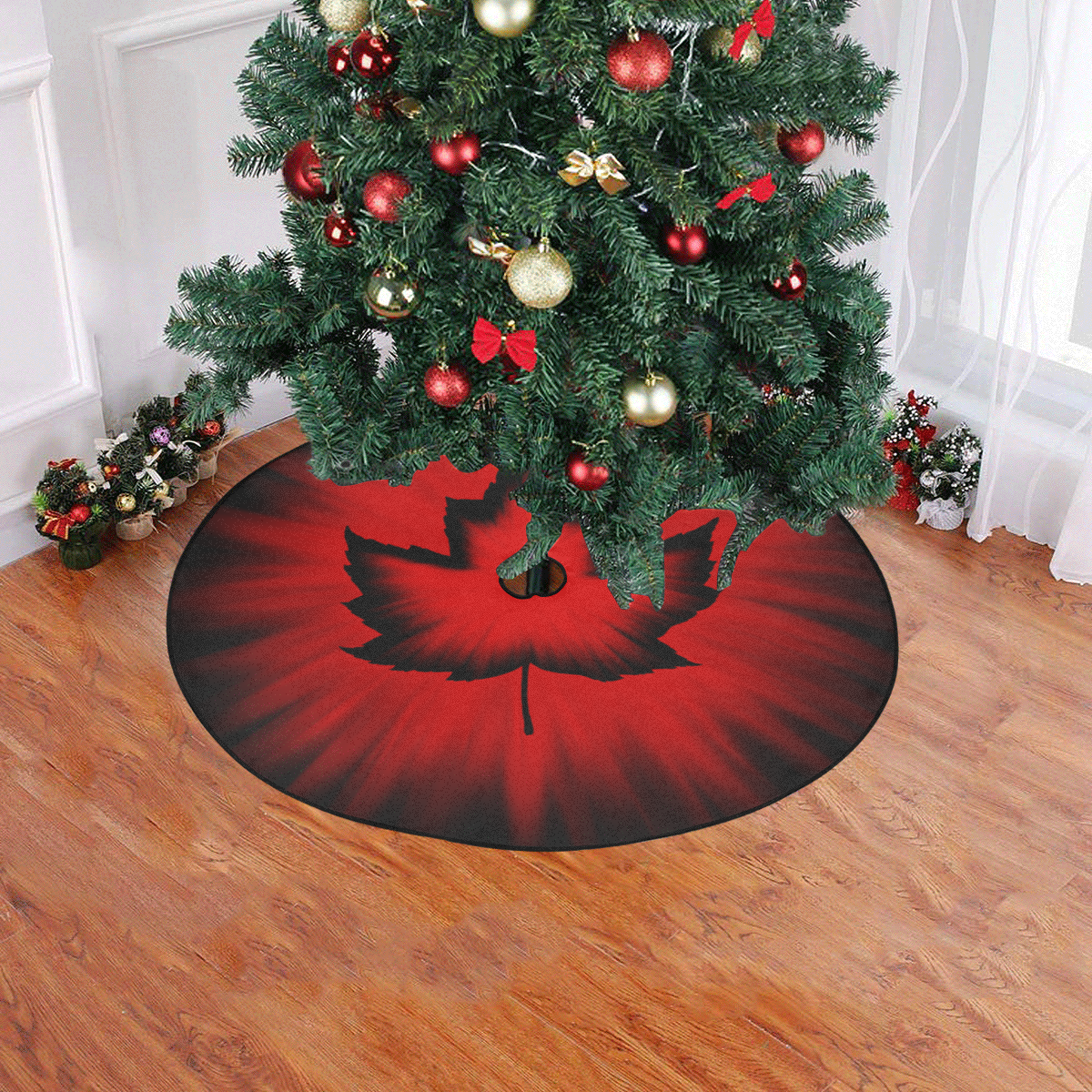 Canada Souvenir Cool Black Christmas Tree Skirt 47" x 47"