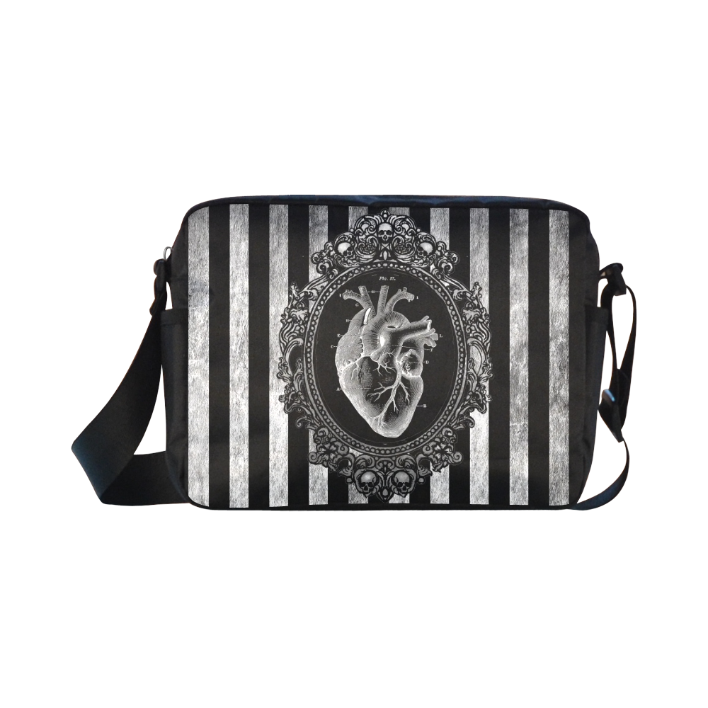 skullfrramegrungewheart Classic Cross-body Nylon Bags (Model 1632)