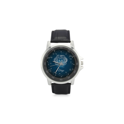 Virgo Unisex Stainless Steel Leather Strap Watch(Model 202)