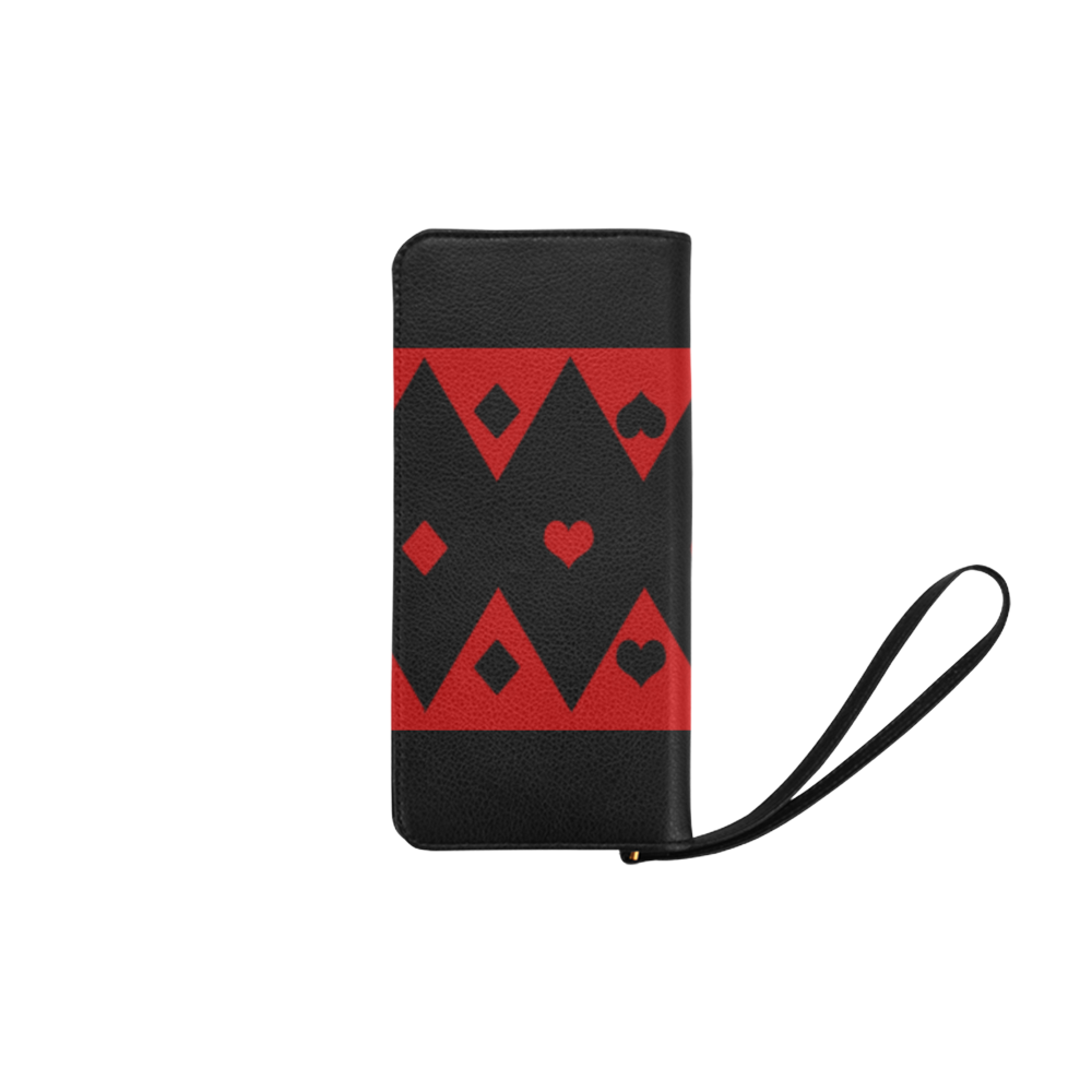 Black Red Play Card Shapes Women's Clutch Purse (Model 1637)