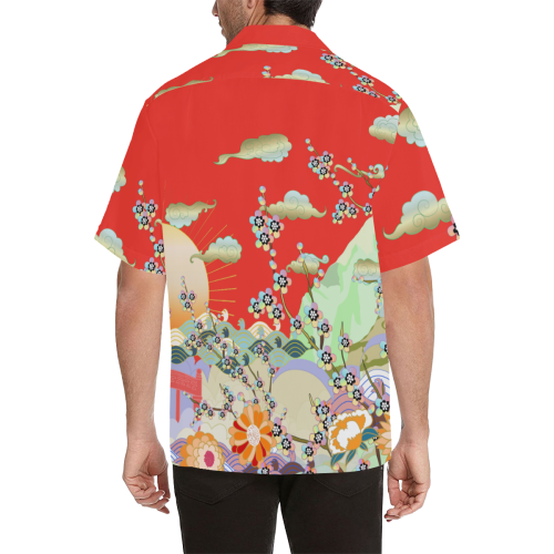 Japanese Garden Coral Hawaiian Shirt (Model T58)