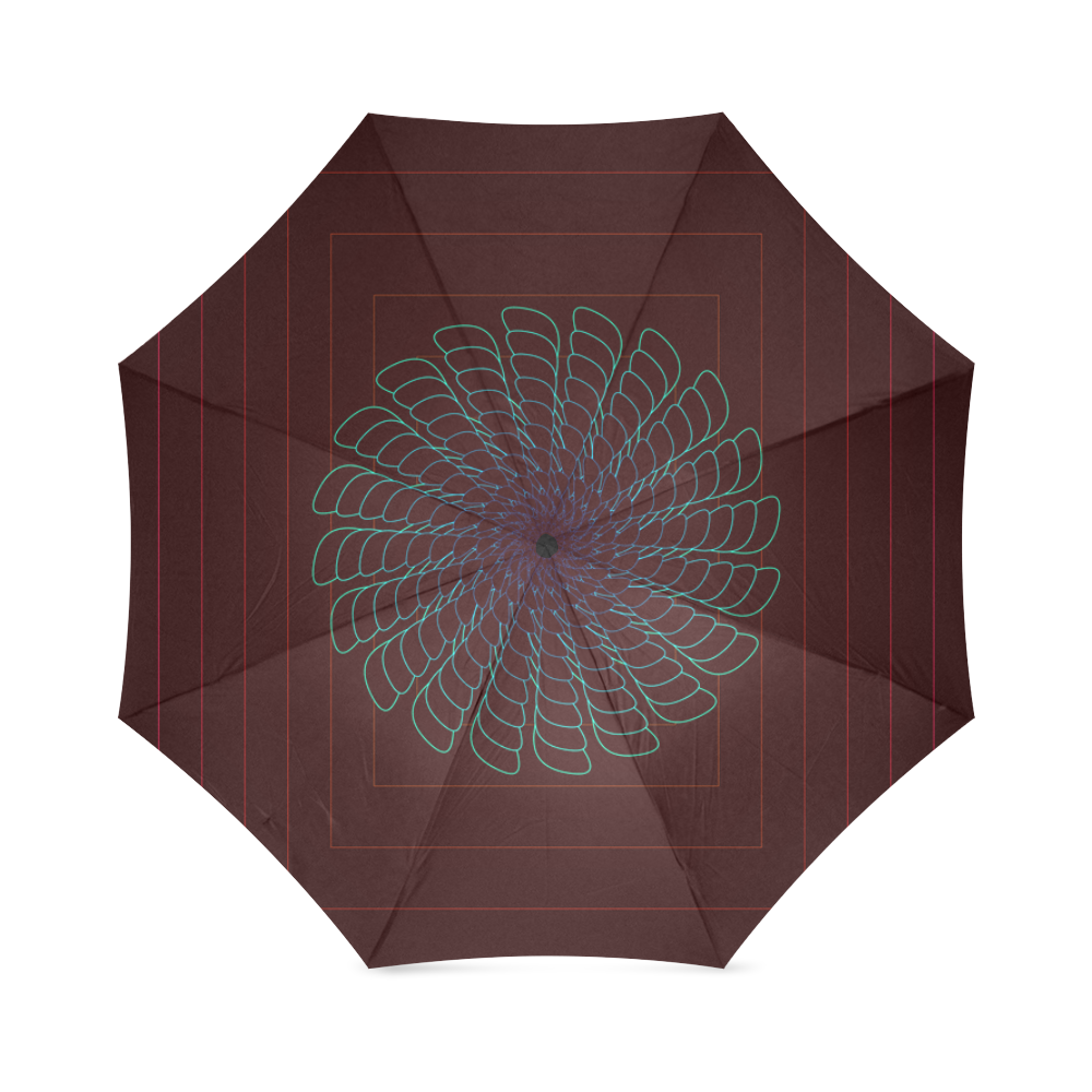 Tirquise flower on chocholate brown Foldable Umbrella (Model U01)