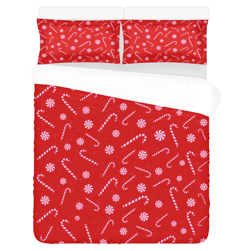 Candy CANE CHRISTMAS RED 3-Piece Bedding Set