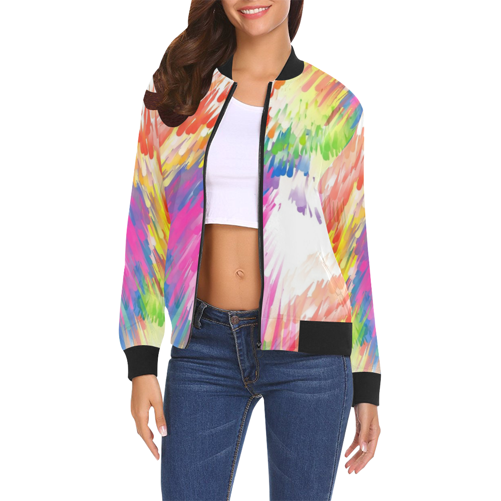 Colors by Nico Bielow All Over Print Bomber Jacket for Women (Model H19)