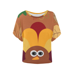 Thanksgiving Turkey Orange Women's Batwing-Sleeved Blouse T shirt (Model T44)