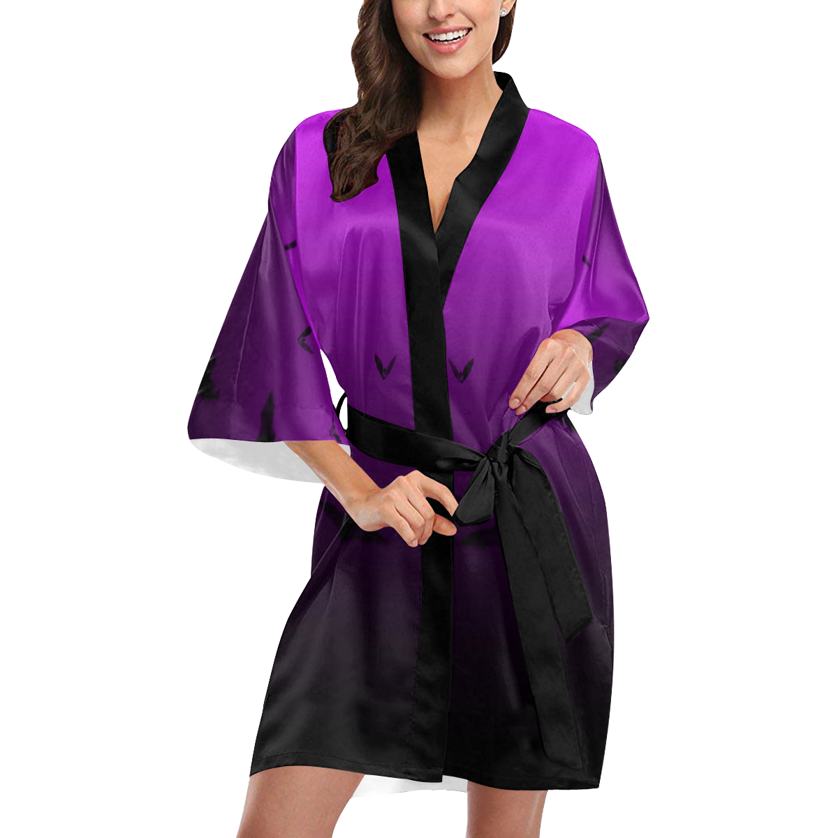 Purple Gothic Bat Kimono Robe