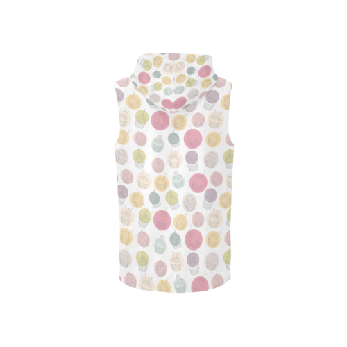 Colorful Cupcakes All Over Print Sleeveless Zip Up Hoodie for Women (Model H16)
