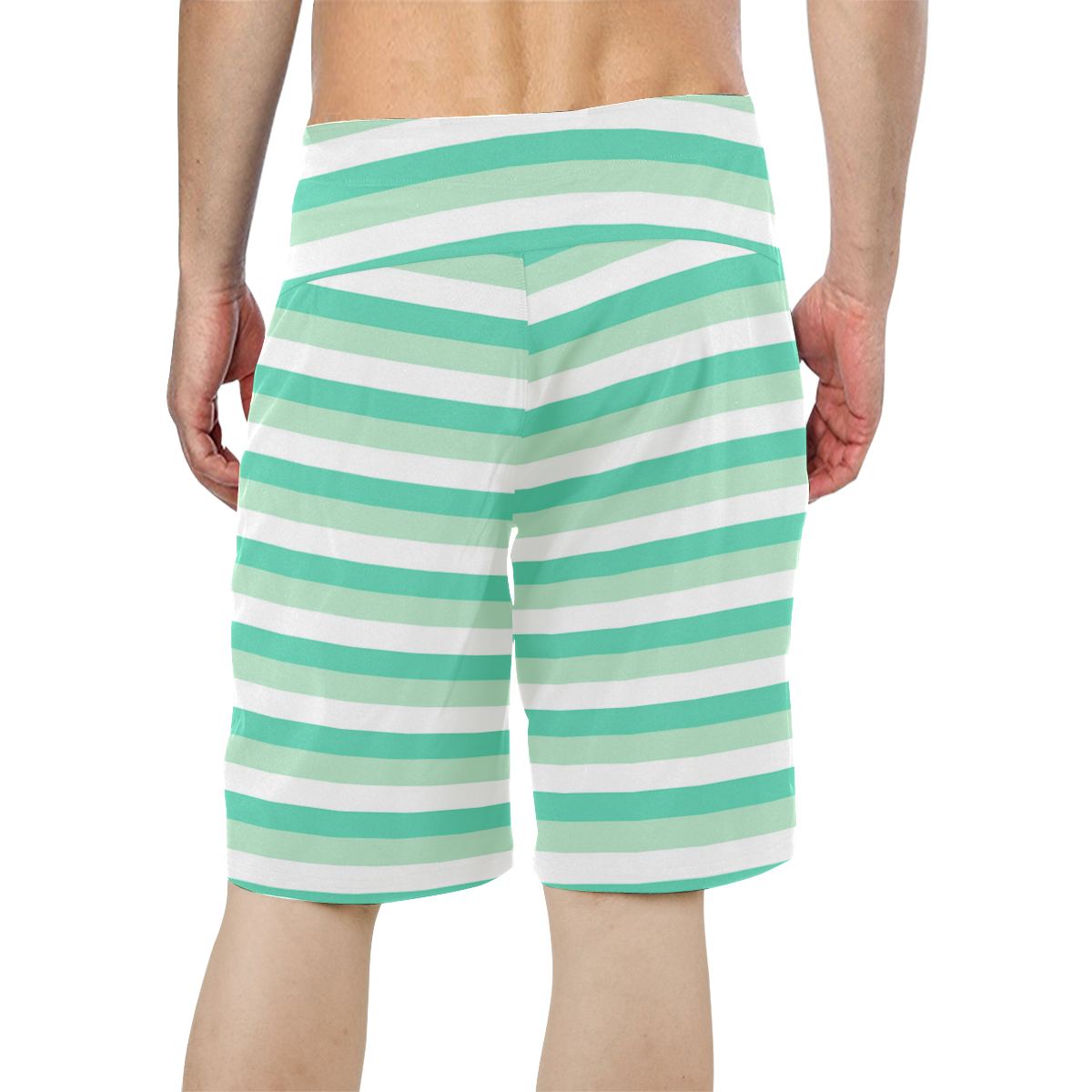 Mint Stripes Men's All Over Print Board Shorts (Model L16)