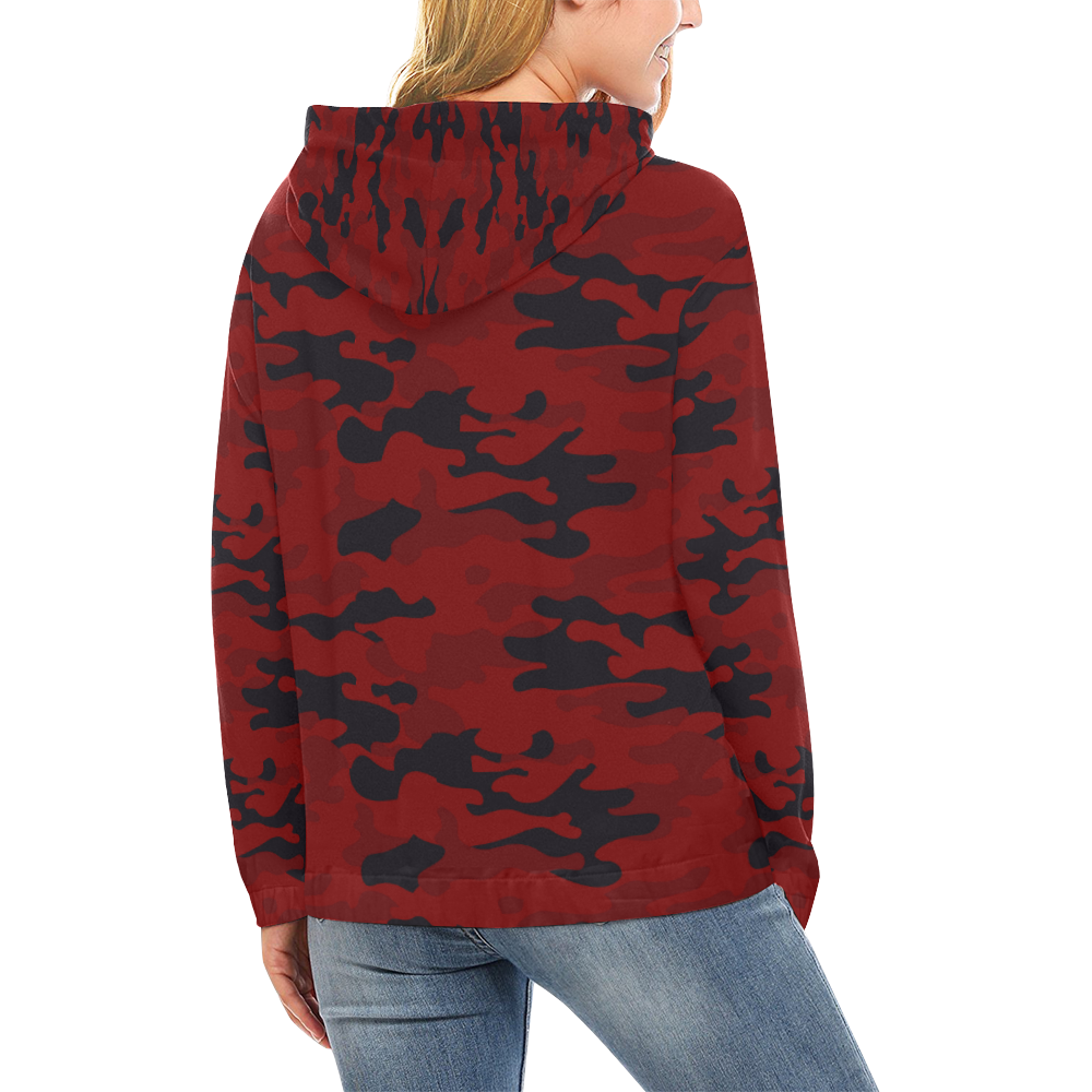 TNT Red Camo All Over Print Hoodie for Women (USA Size) (Model H13)