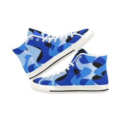 Camouflage Abstract Blue and Black Vancouver H Men's Canvas Shoes (1013-1)