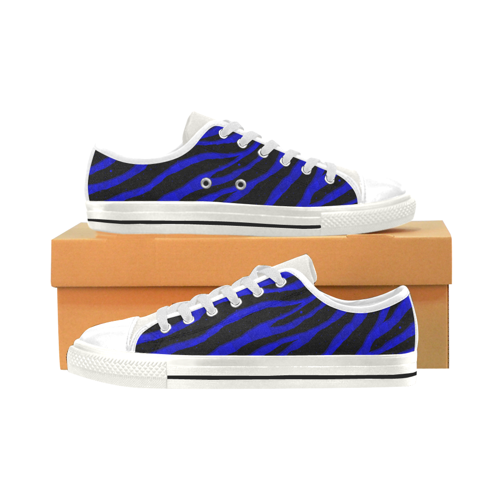 Ripped SpaceTime Stripes - Blue Men's Classic Canvas Shoes (Model 018)