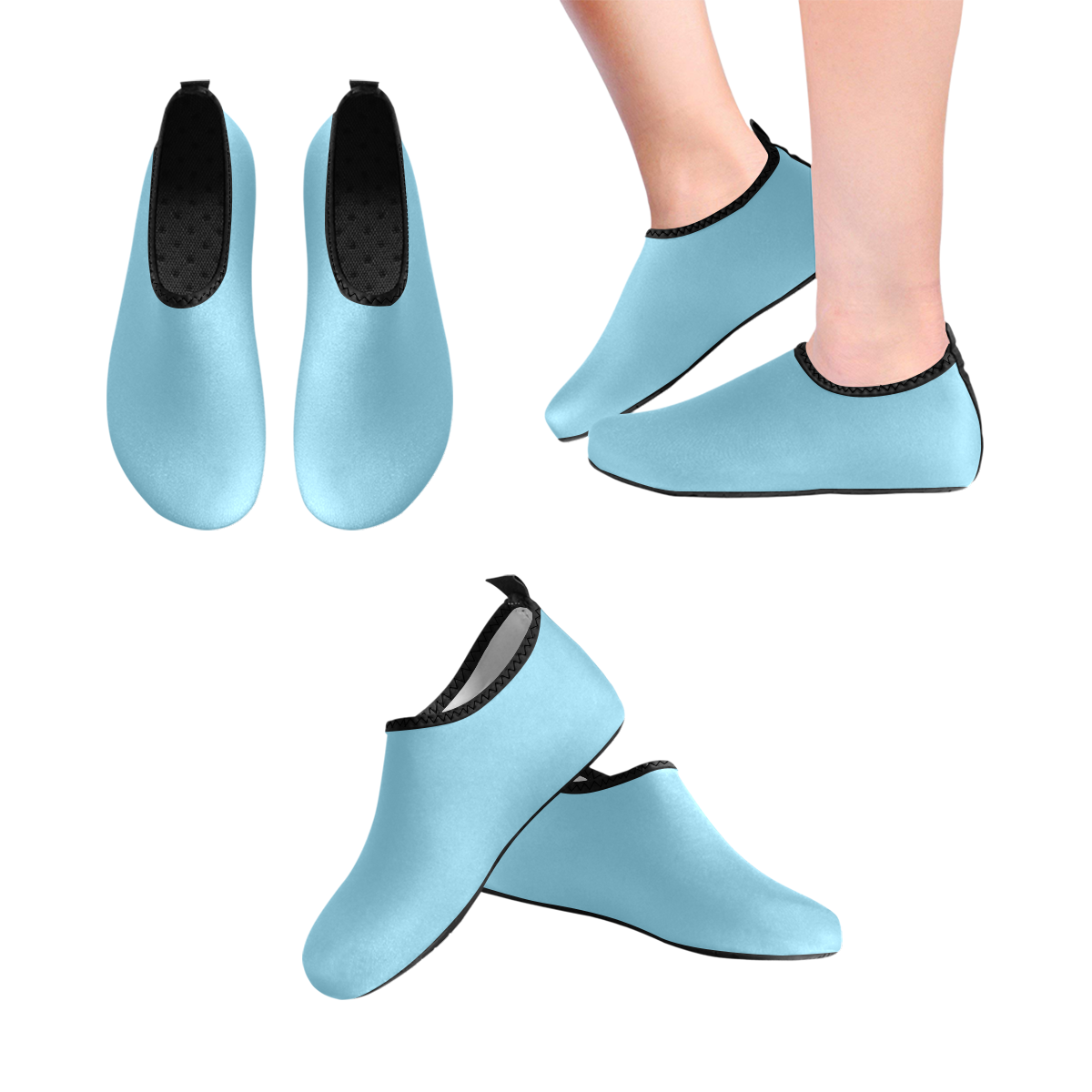color sky blue Women's Slip-On Water Shoes (Model 056)