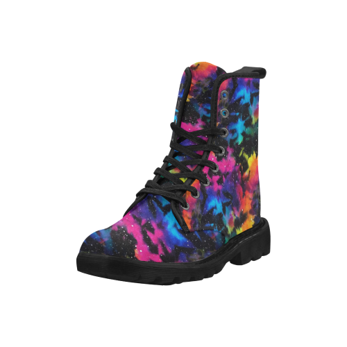 Tie Dye Rainbow Galaxy Martin Boots for Women (Black) (Model 1203H)