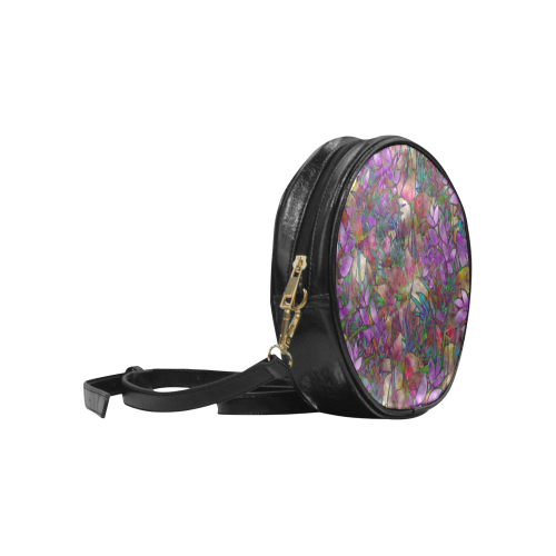 Floral Abstract Stained Glass G175 Round Sling Bag (Model 1647)